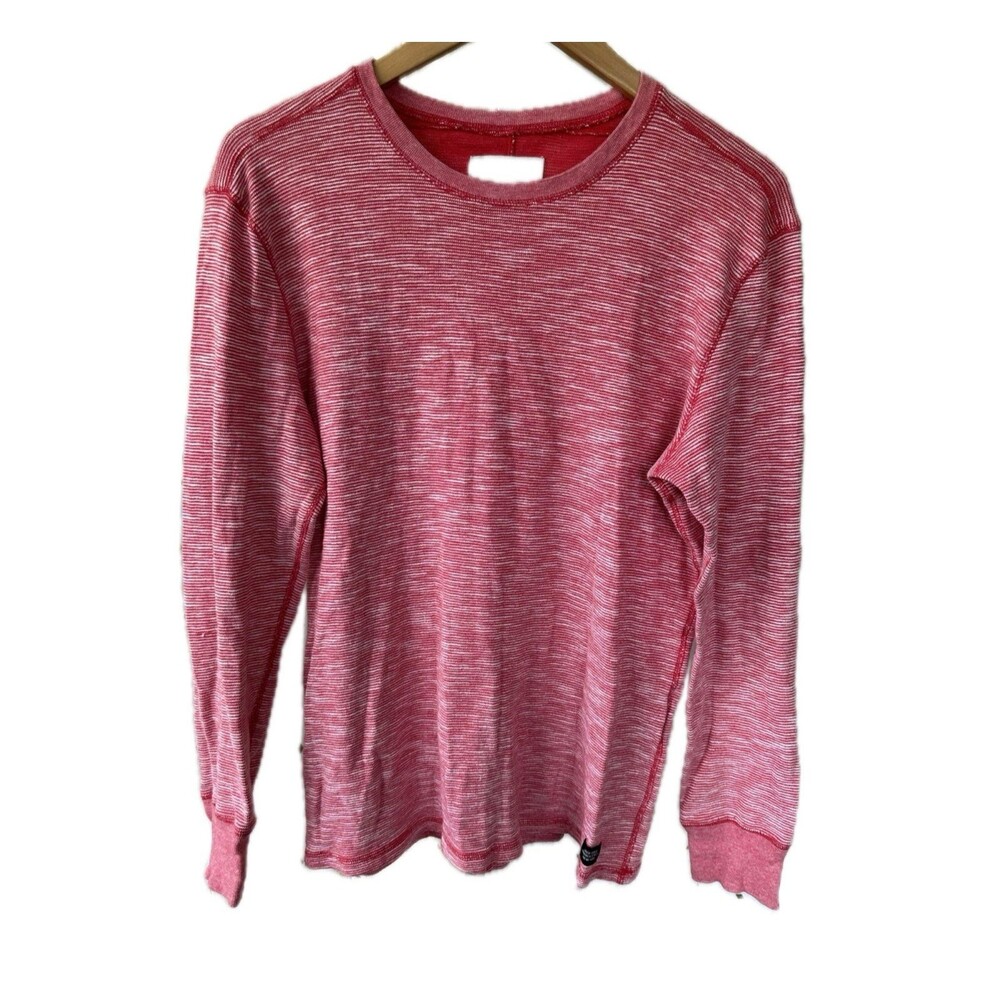 Jack Spade Bleecker Street Men's Red Stripe Henley Crew Neck Long Sleeve Shirt S